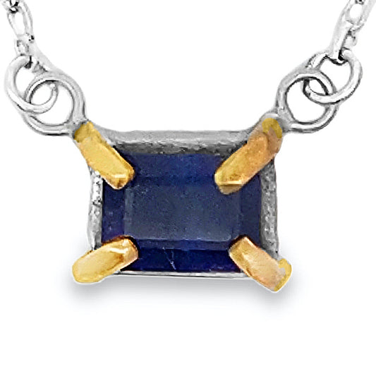 Blue Sapphire Prongs Necklace