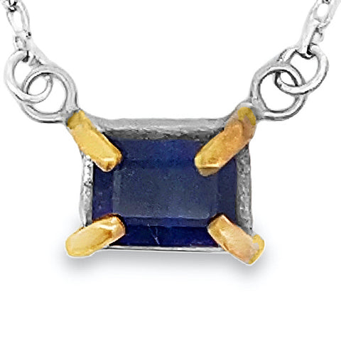 Blue Sapphire Prongs Necklace