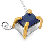 Blue Sapphire Prongs Necklace