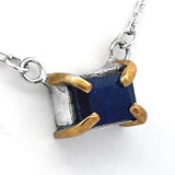 Blue Sapphire Prongs Necklace