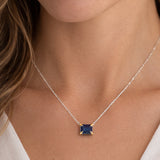 Blue Sapphire Prongs Necklace