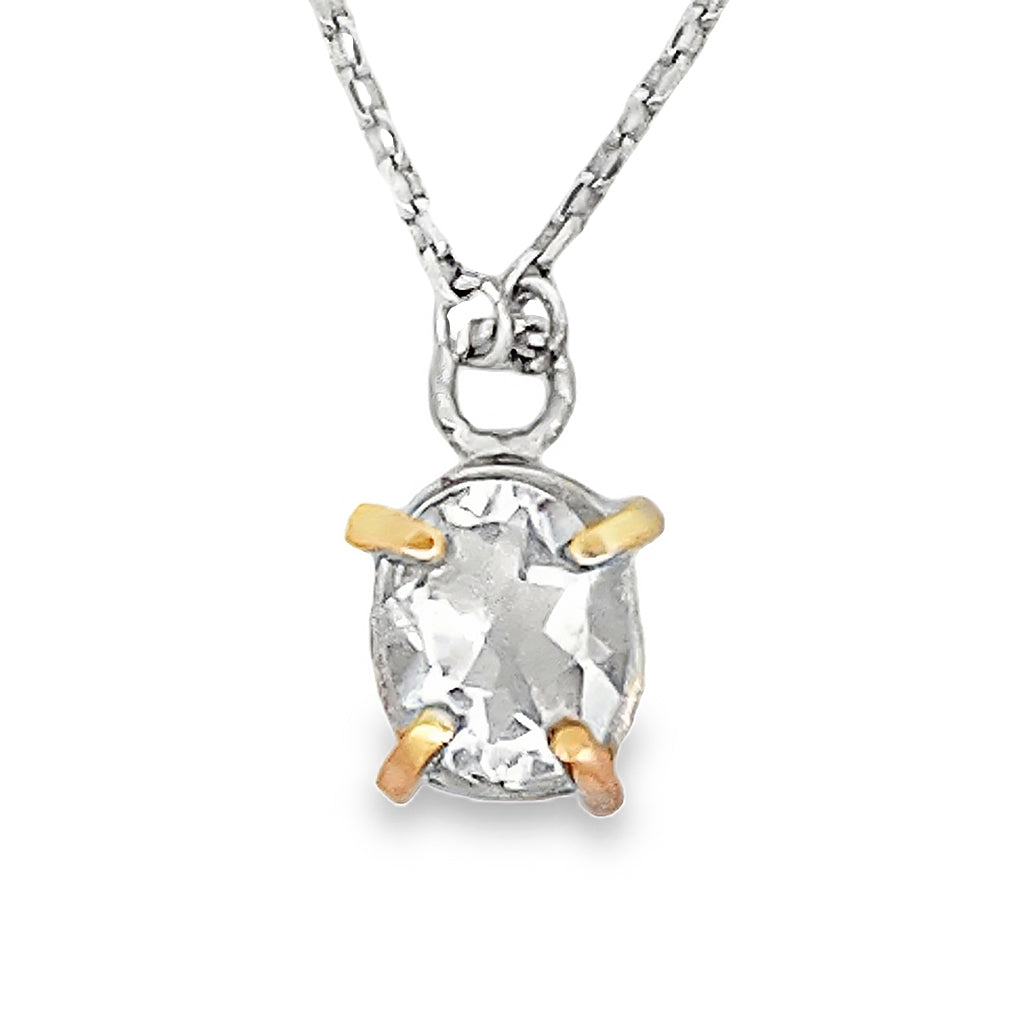 Crystal Quartz on Prongs Necklace