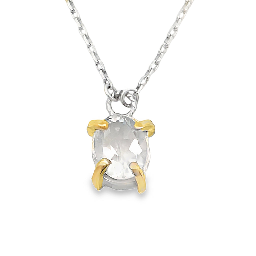 Crystal Quartz on Prongs Necklace