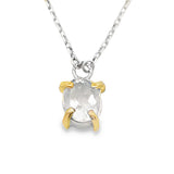 Crystal Quartz on Prongs Necklace