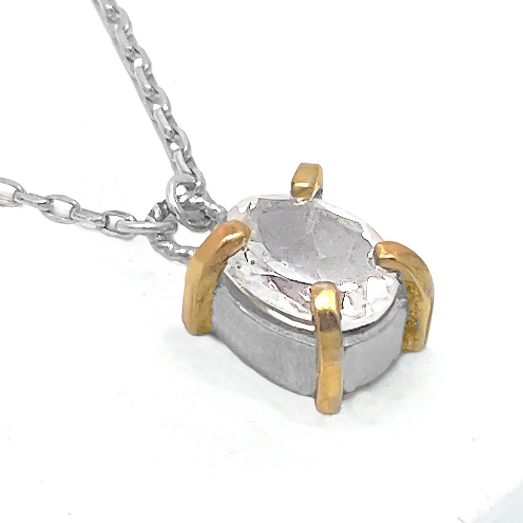 Crystal Quartz on Prongs Necklace