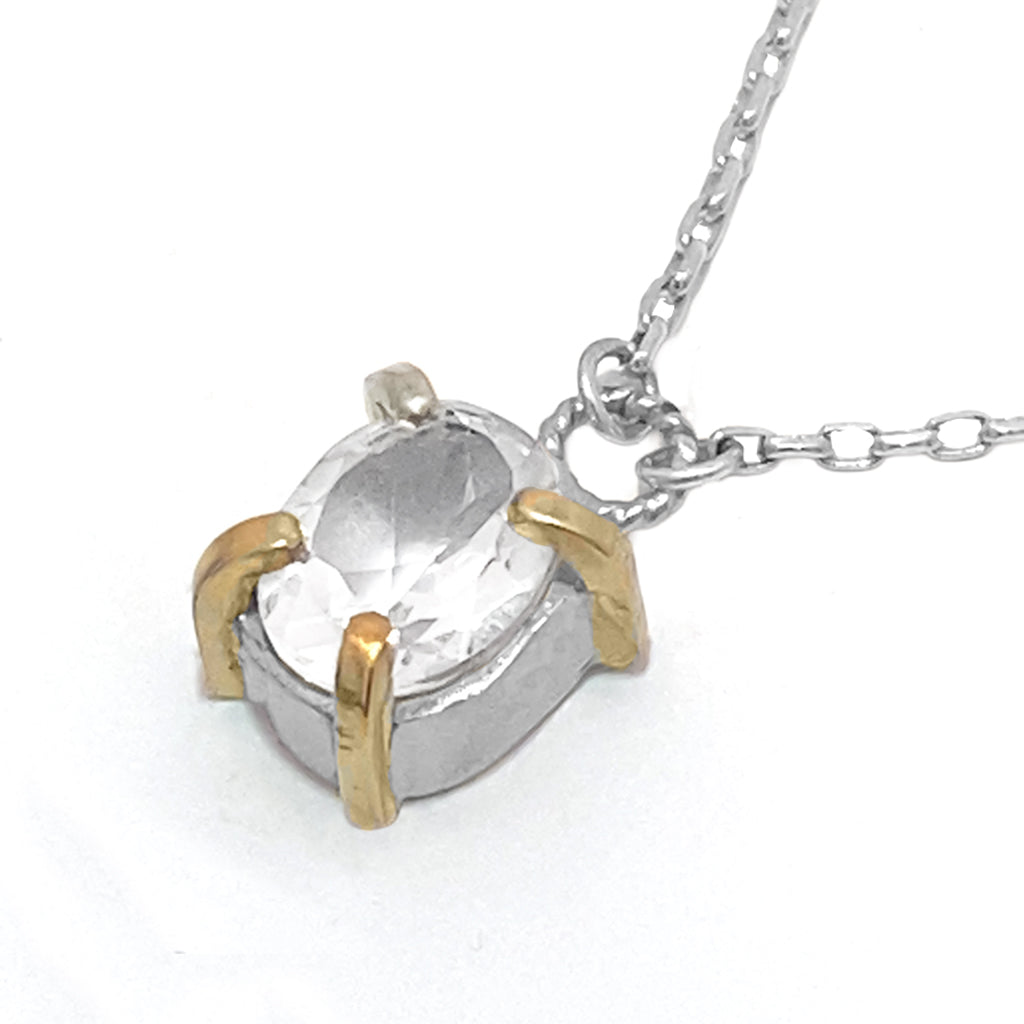 Crystal Quartz on Prongs Necklace