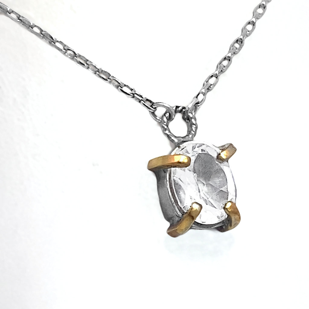 Crystal Quartz on Prongs Necklace