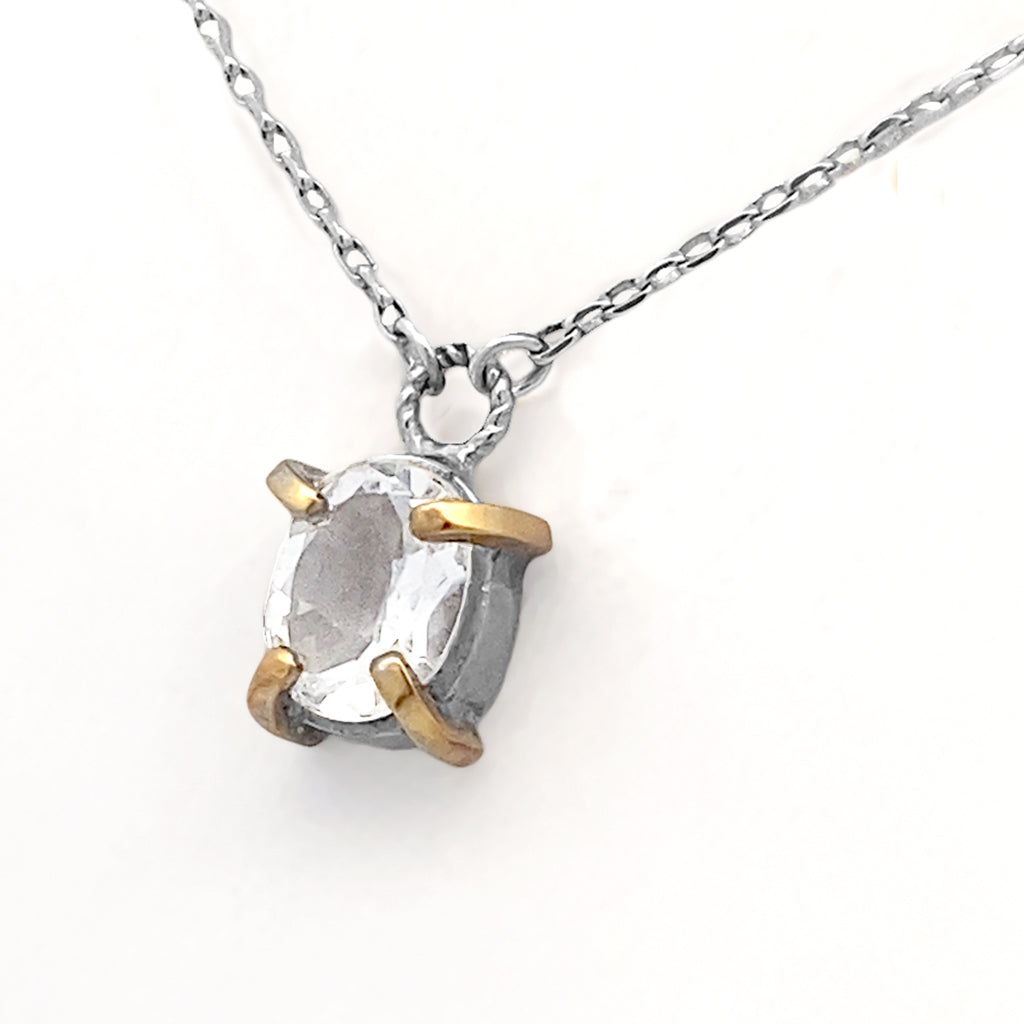 Crystal Quartz on Prongs Necklace