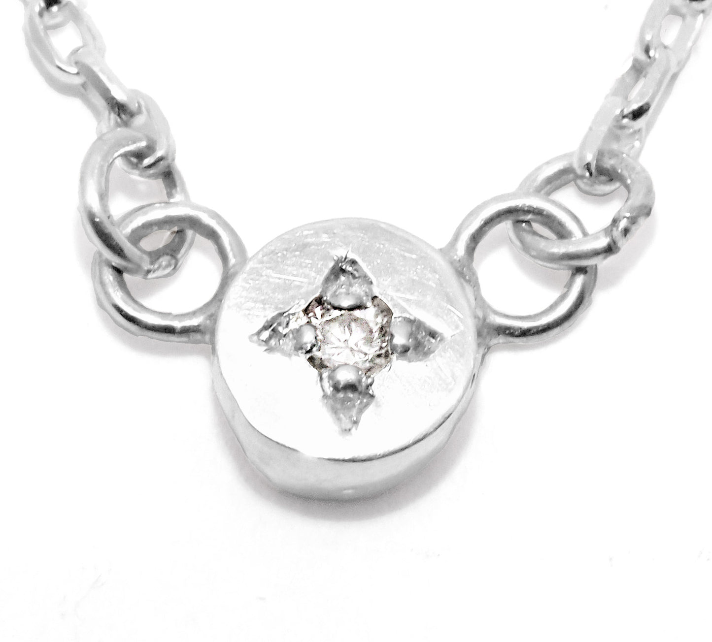 White Diamond Full Moon Necklace