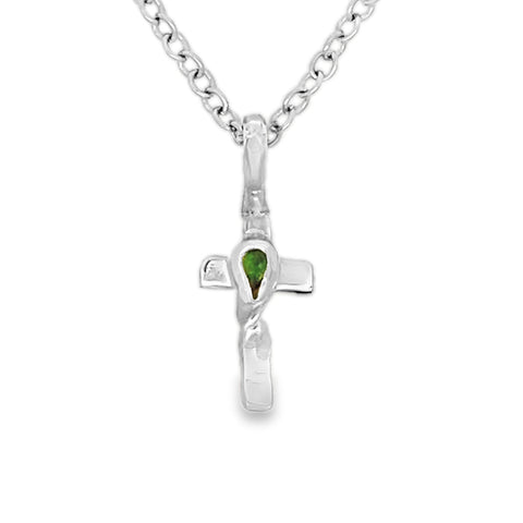 Twisted Cross with Tourmaline Pendant