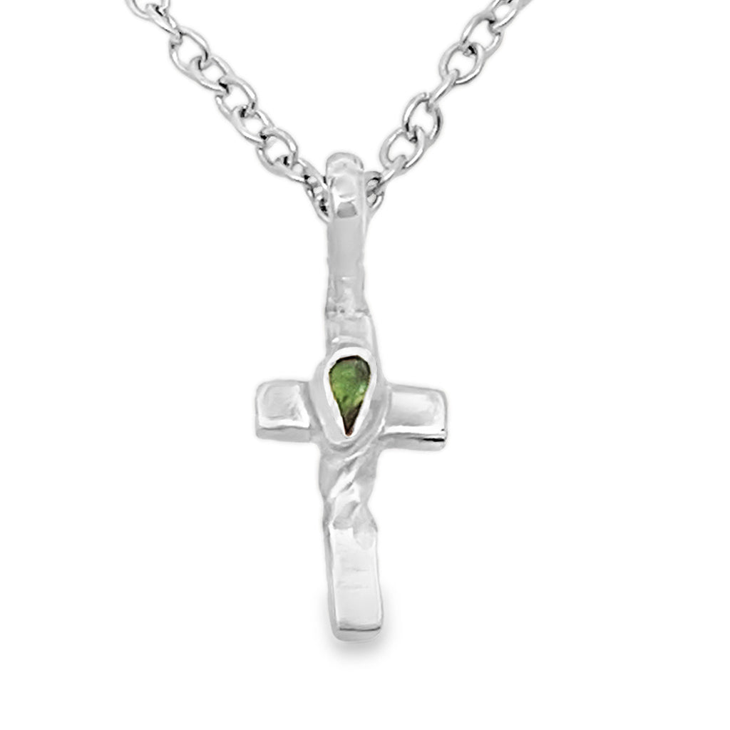 Twisted Cross with Tourmaline Pendant
