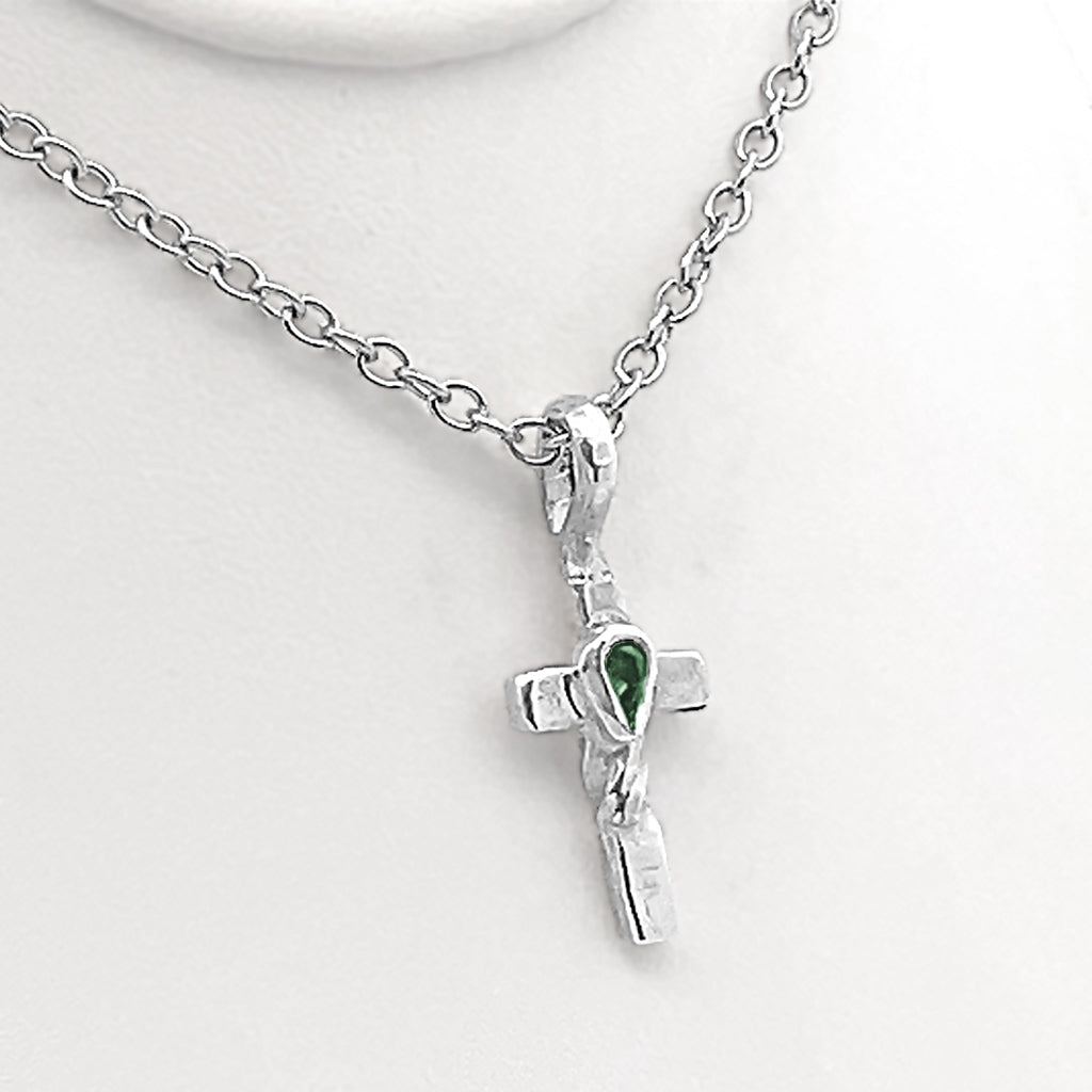 Twisted Cross with Tourmaline Pendant