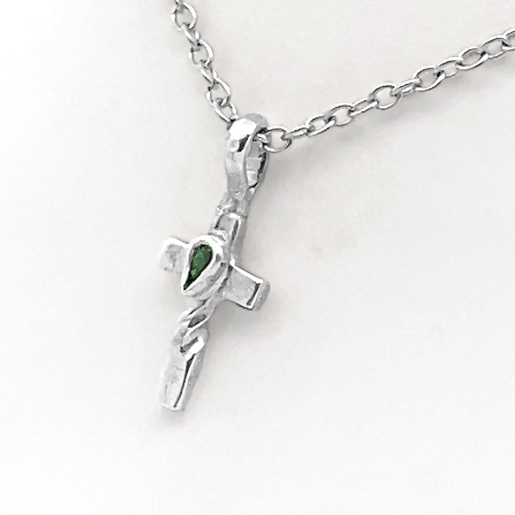 Twisted Cross with Tourmaline Pendant