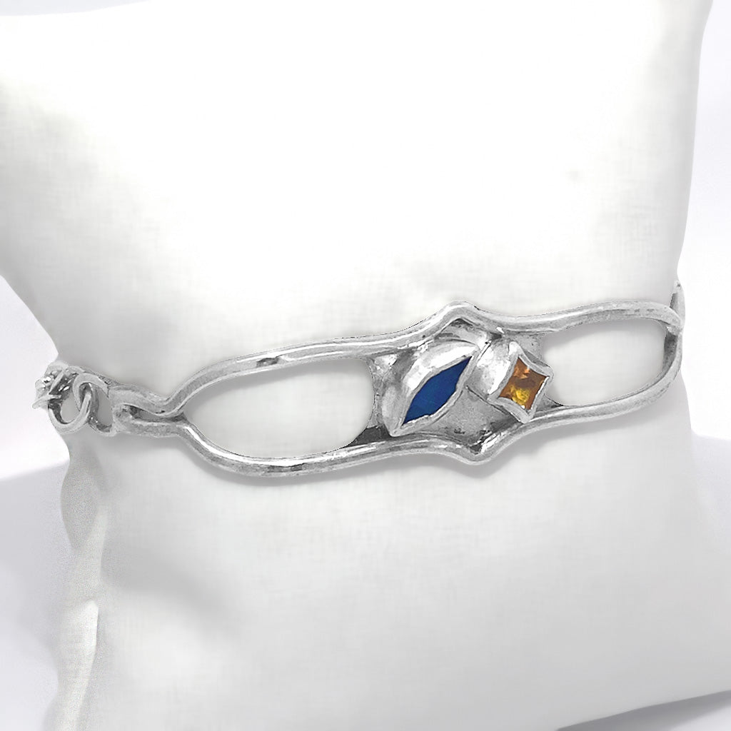 Happy Wave Iolite and Citrine Bracelet