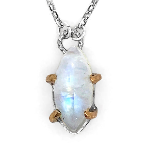 Rainbow Moonstone Prongs Necklace