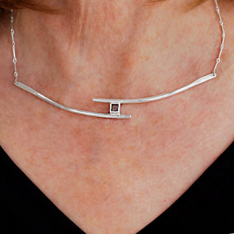 Garnet Bar Necklace