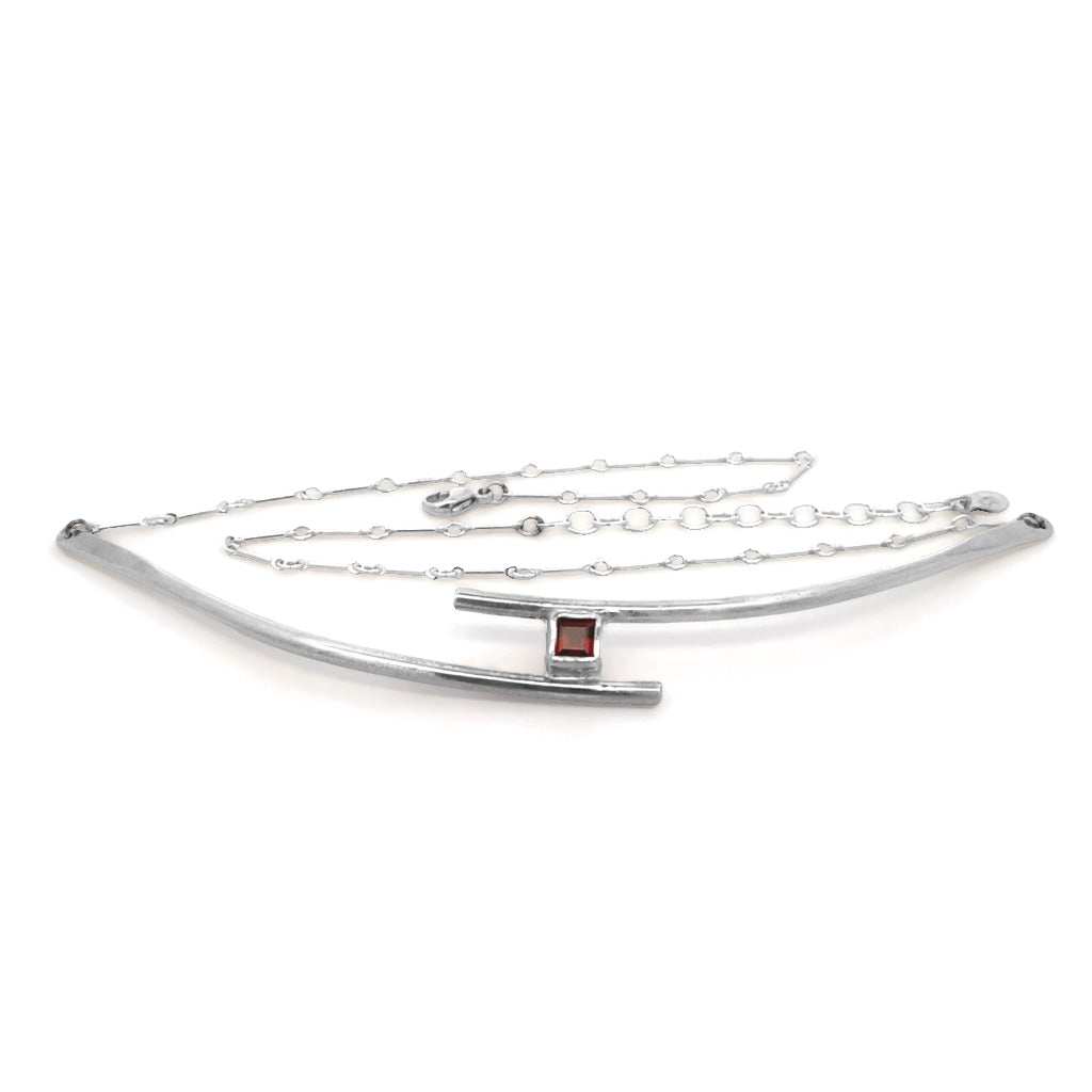 Garnet Bar Necklace