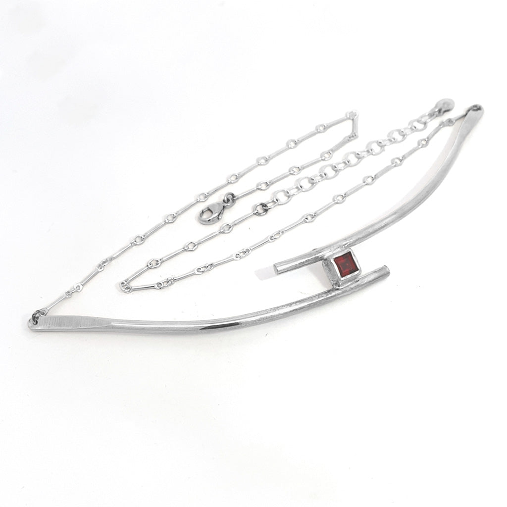 Garnet Bar Necklace