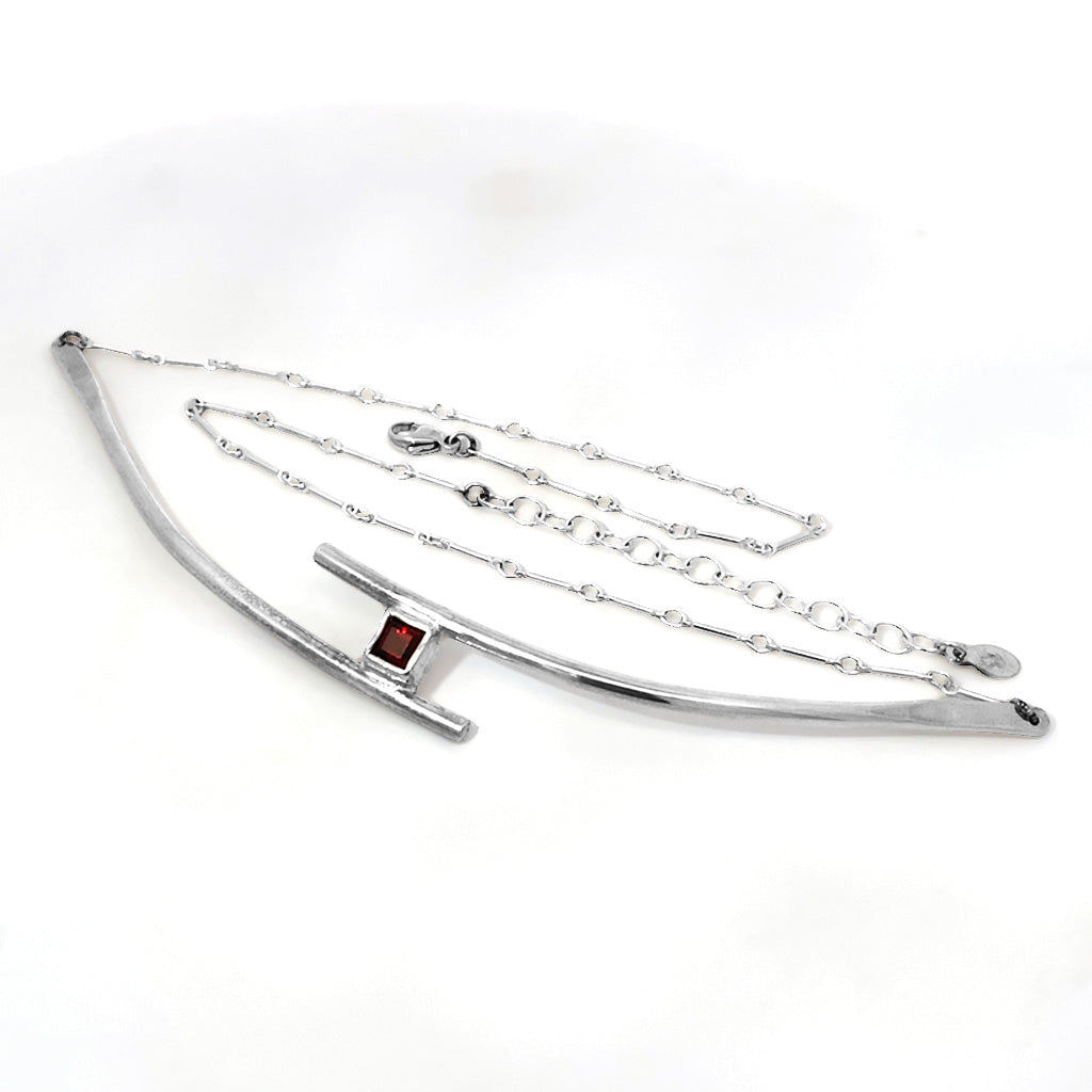 Garnet Bar Necklace