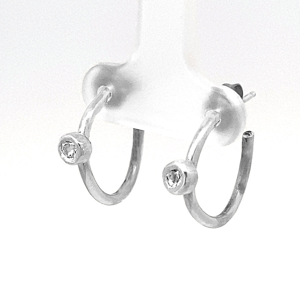 Small Open Hoops White Topaz