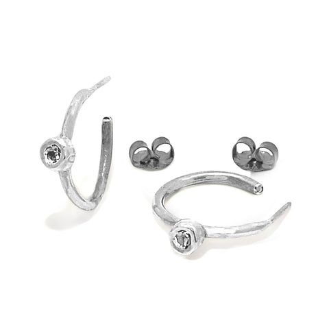 Small Open Hoops White Topaz