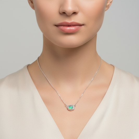 Woman wearing Ethiopian Opal Necklace