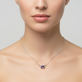 Woman wearing Mystic Topaz Necklace