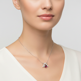 Woman wearing North Point Ruby Necklace