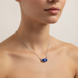 Woman wearing Lapis Lazuli Necklace