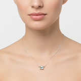 Woman wearing Aquamarine Necklace