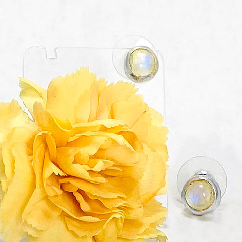 Rainbow Moonstone Post earrings